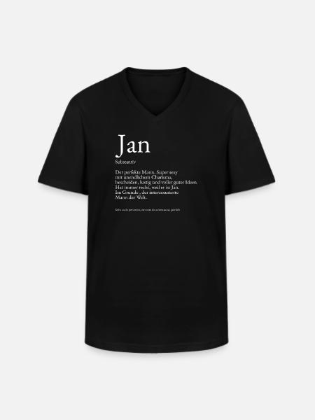 Jan Dictionary Explanation First Name Jan - Men's V-Neck T-Shirt - black