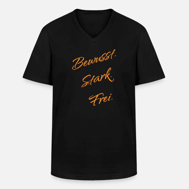 Bewusst. Stark. Frei. – Mindset Statement - Männer-T-Shirt mit V-Ausschnitt - Schwarz
