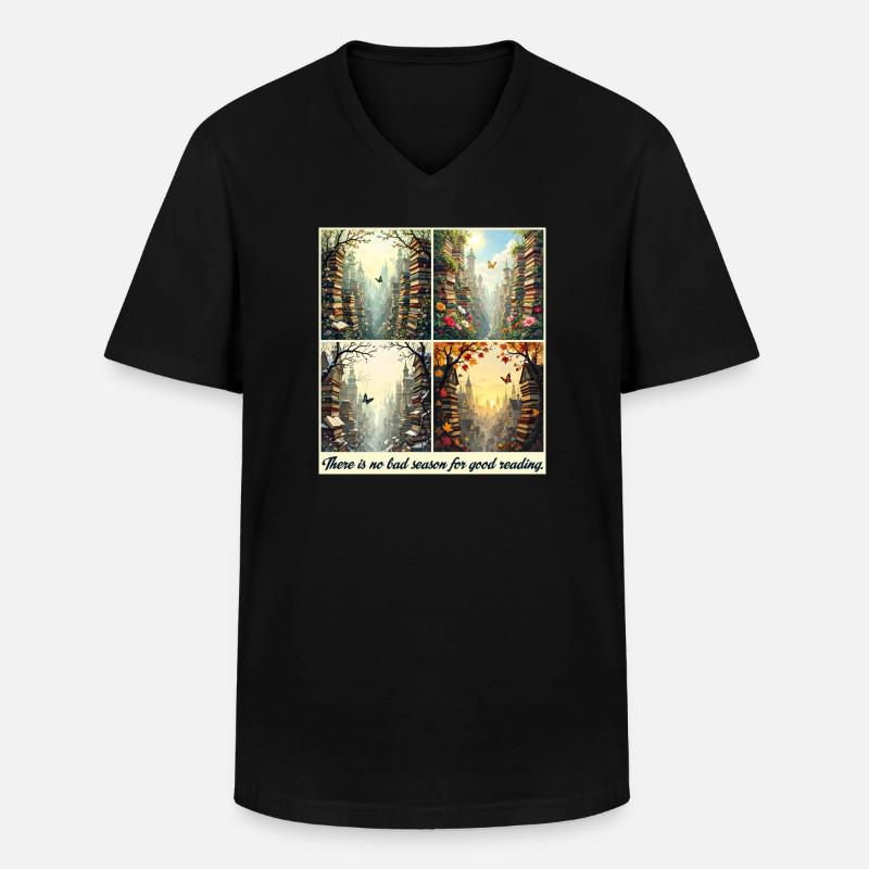 Jahreszeitlicher Lesebogen - Männer-T-Shirt mit V-Ausschnitt - Schwarz