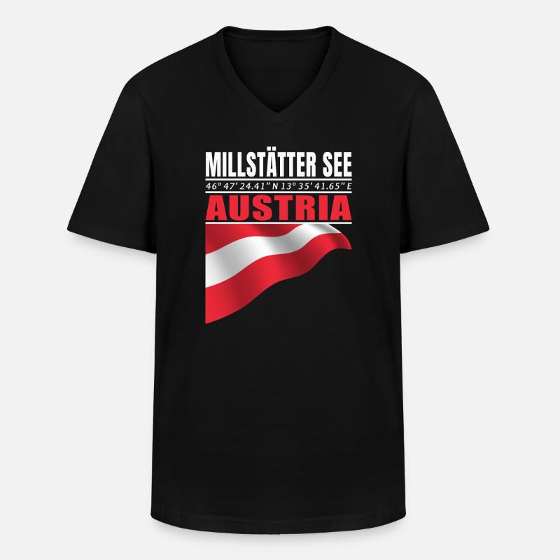 Millstätter See - Männer-T-Shirt mit V-Ausschnitt - Schwarz
