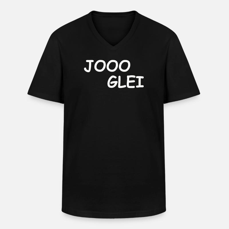 JOOO GLEI - Männer-T-Shirt mit V-Ausschnitt - Schwarz