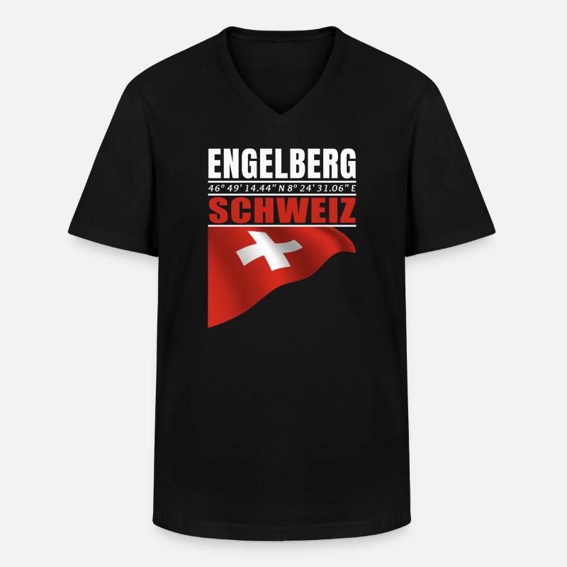 Engelberg - Männer-T-Shirt mit V-Ausschnitt - Schwarz