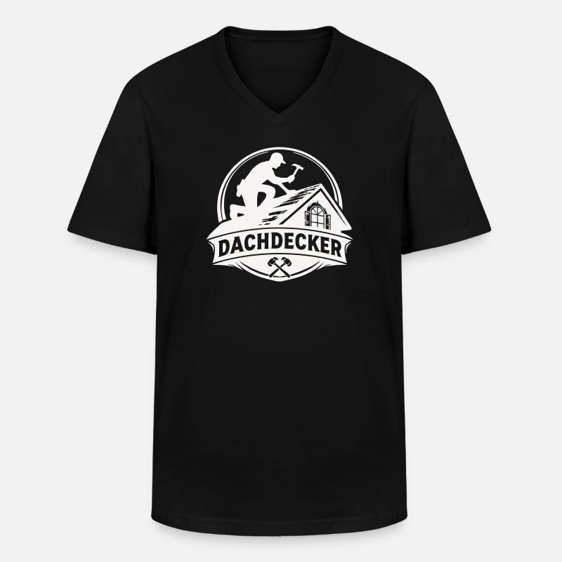 Dachdecker Handwerk Logo Motiv - Männer-T-Shirt mit V-Ausschnitt - Schwarz