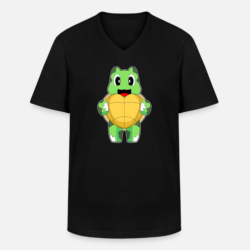 Schildkröte Herz - Männer-T-Shirt mit V-Ausschnitt - Schwarz