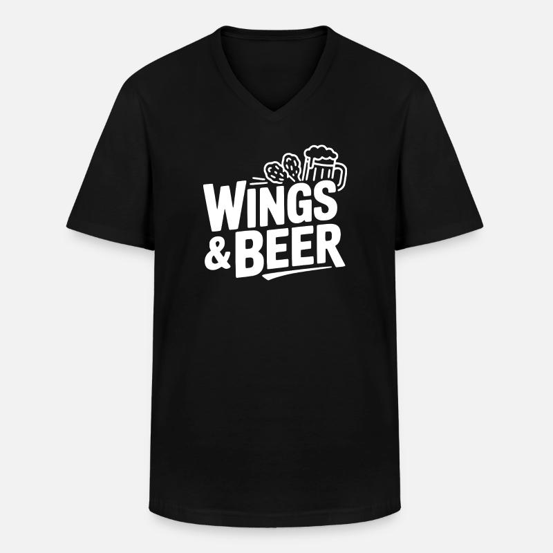 Wings and Beer - Männer-T-Shirt mit V-Ausschnitt - Schwarz