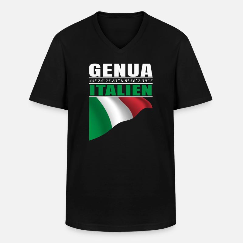 Genua - Männer-T-Shirt mit V-Ausschnitt - Schwarz