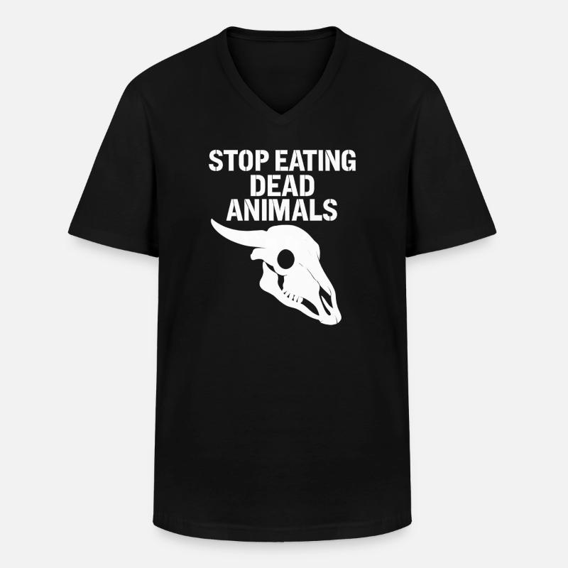 Stop Eating Dead Animals Skull - Männer-T-Shirt mit V-Ausschnitt - Schwarz
