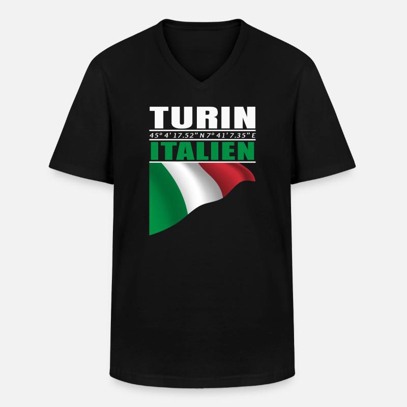 Turin - Männer-T-Shirt mit V-Ausschnitt - Schwarz
