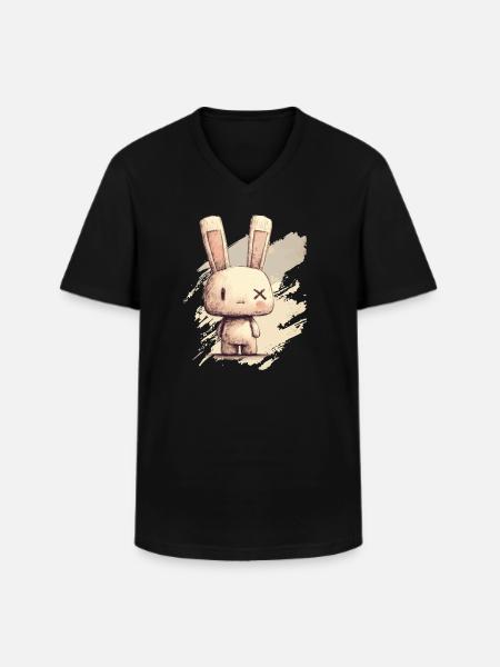 Cute rabbit with X-eyes - Men's V-Neck T-Shirt - black