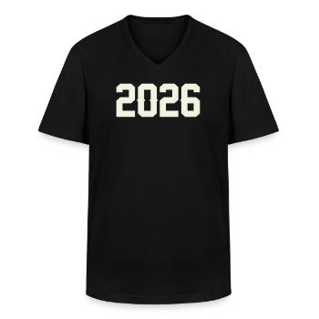 2026 - T-shirt med V-ringning herr - svart - Fram - AI Model Male 178 dark (178cm)
