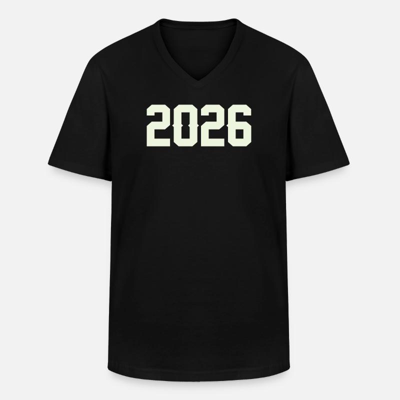 2026 - Männer-T-Shirt mit V-Ausschnitt - Schwarz