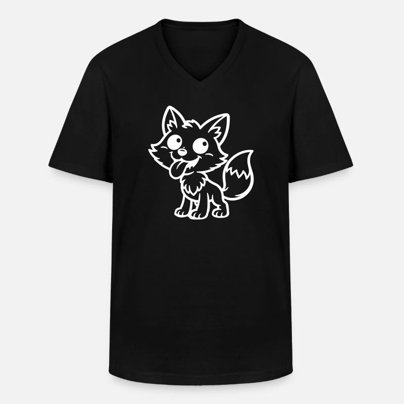 Fuchs Comic Lustig - Männer-T-Shirt mit V-Ausschnitt - Schwarz