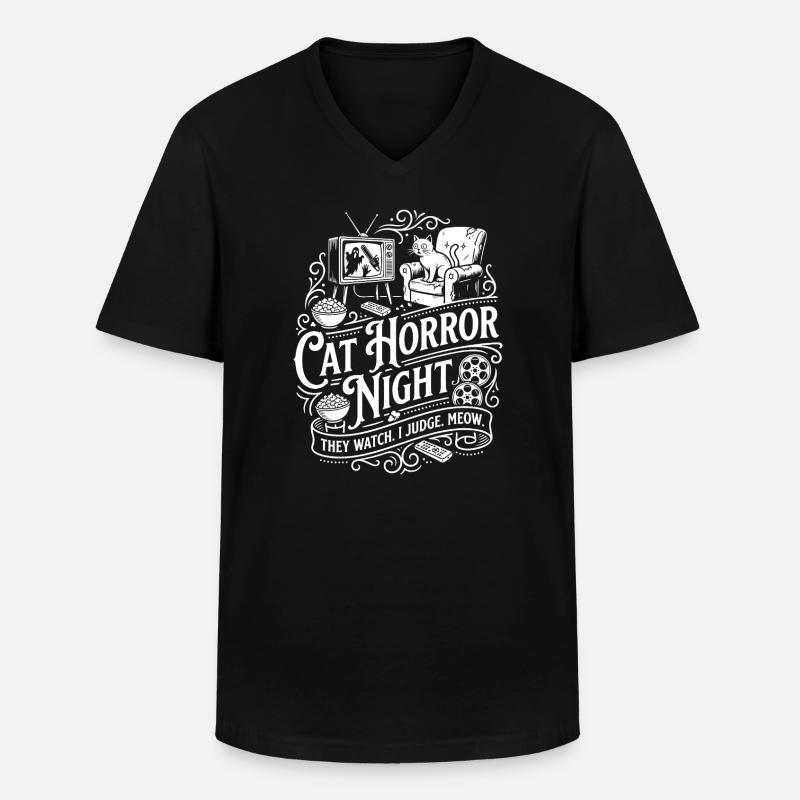 Cat Horror Night - Männer-T-Shirt mit V-Ausschnitt - Schwarz