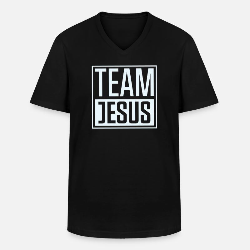 Team Jesus  - Männer-T-Shirt mit V-Ausschnitt - Schwarz