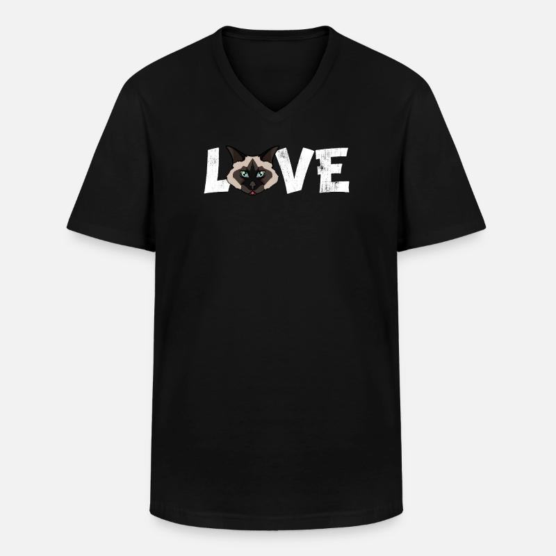 Birman-Katzen-Liebe lustige Rasse-Illustration - Männer-T-Shirt mit V-Ausschnitt - Schwarz