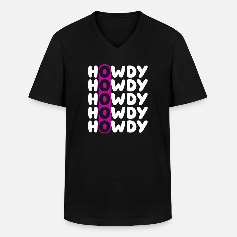 Howdy Repeat O Western Pattern - Men's V-Neck T-Shirt - black