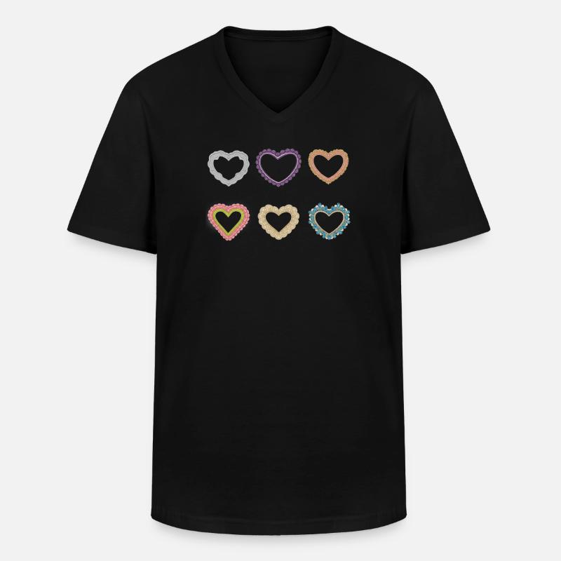 Filigrane Spitzenherzen - Männer-T-Shirt mit V-Ausschnitt - Schwarz