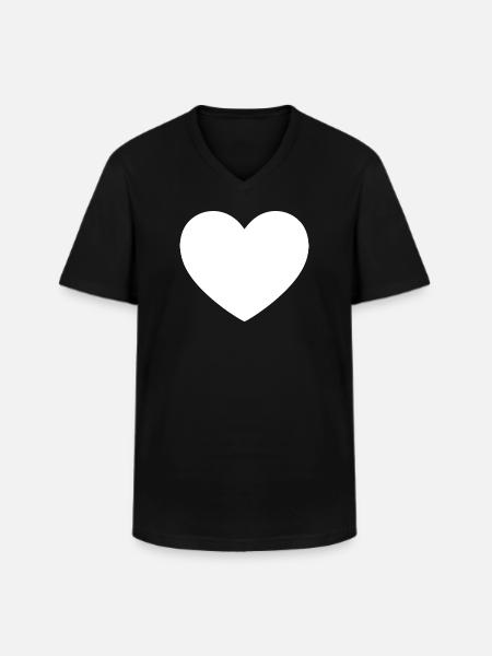 white heart white gift valentine's day - Men's V-Neck T-Shirt - black