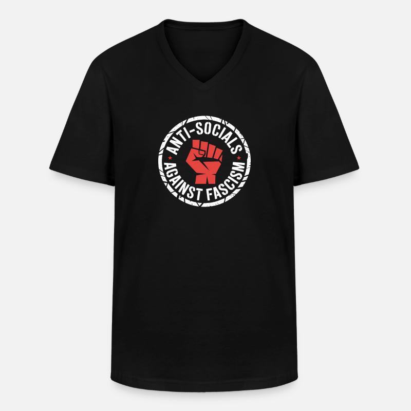 Antisoziale Antifa – Antifa-Logo - Männer-T-Shirt mit V-Ausschnitt - Schwarz