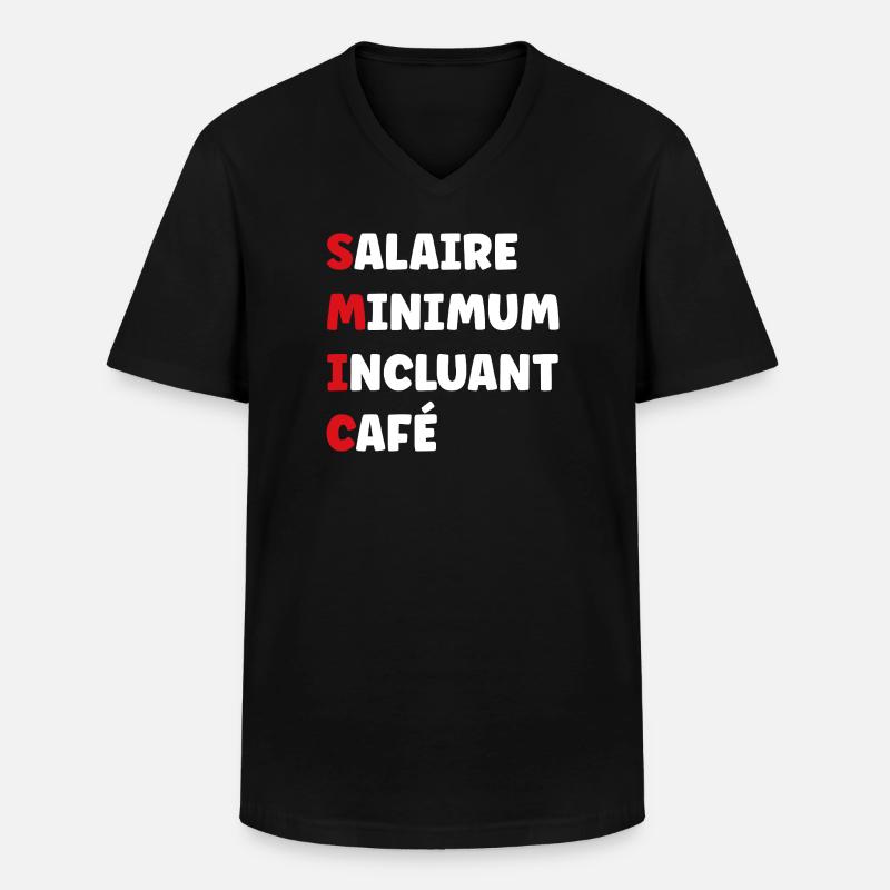 Mindestlohn einschließlich Kaffee SMIC - Männer-T-Shirt mit V-Ausschnitt - Schwarz