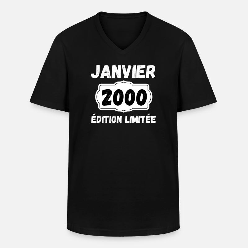Januar 2000 26-jähriges Jubiläumsgeschenk Januar - Männer-T-Shirt mit V-Ausschnitt - Schwarz
