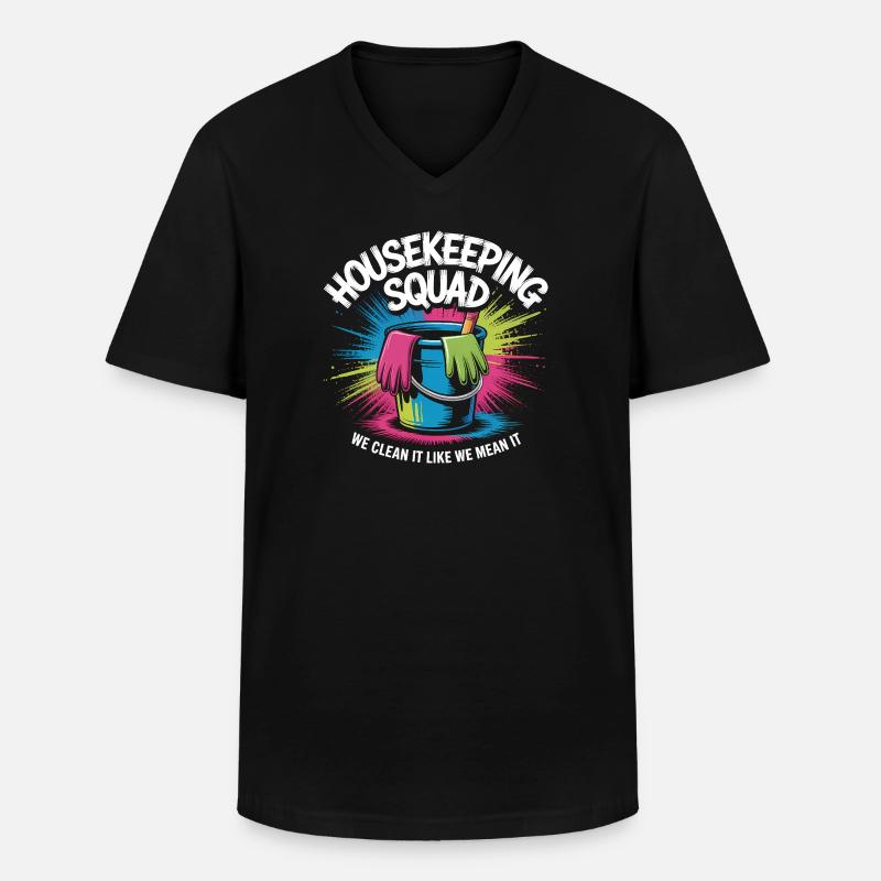 Lustiges Putzen Design - Männer-T-Shirt mit V-Ausschnitt - Schwarz