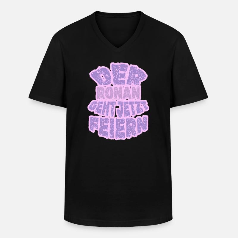Ronan Ronan - Männer-T-Shirt mit V-Ausschnitt - Schwarz