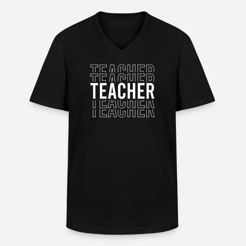 Lehrer Typografie - Männer-T-Shirt mit V-Ausschnitt - Schwarz