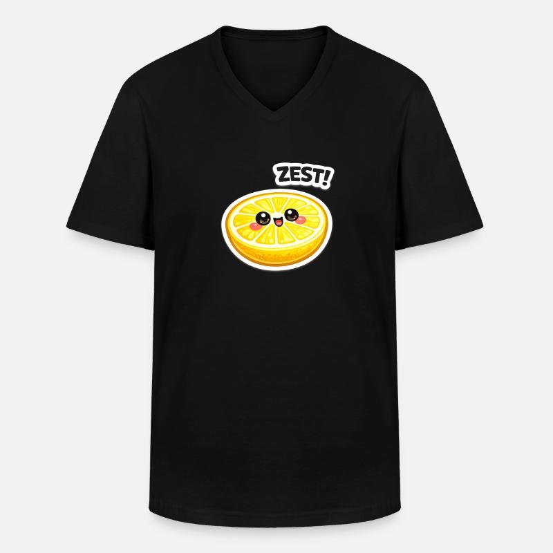 Zitrus Zest Sticker - Männer-T-Shirt mit V-Ausschnitt - Schwarz