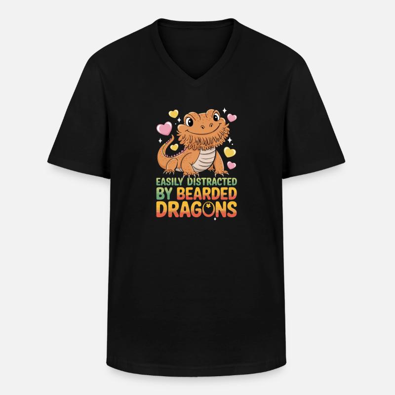  Easily Distracted By Bearded Dragons Lustiger - Männer-T-Shirt mit V-Ausschnitt - Schwarz