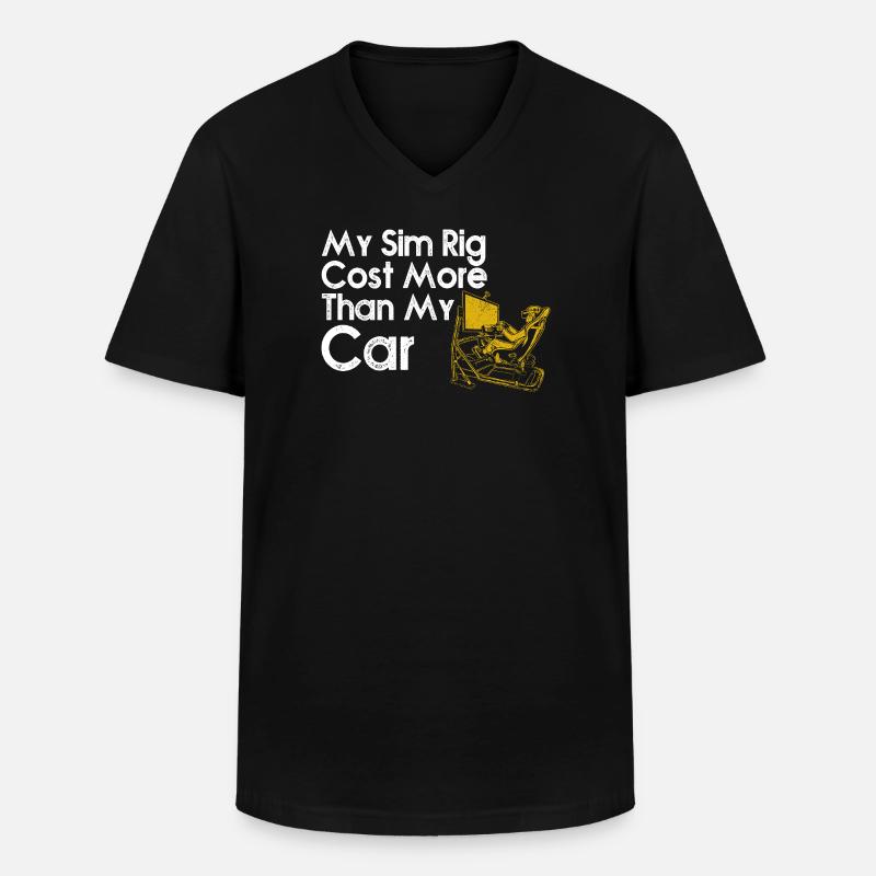 Sim-Rig kostete mehr als mein Auto - Männer-T-Shirt mit V-Ausschnitt - Schwarz