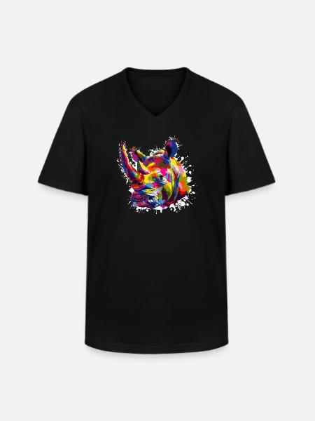 Rhino Pop Art Animal - Men's V-Neck T-Shirt - black
