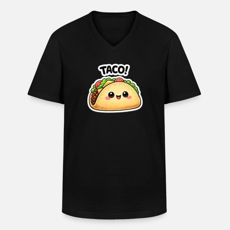 Kawaii-Taco mit süßem Gesicht - Männer-T-Shirt mit V-Ausschnitt - Schwarz