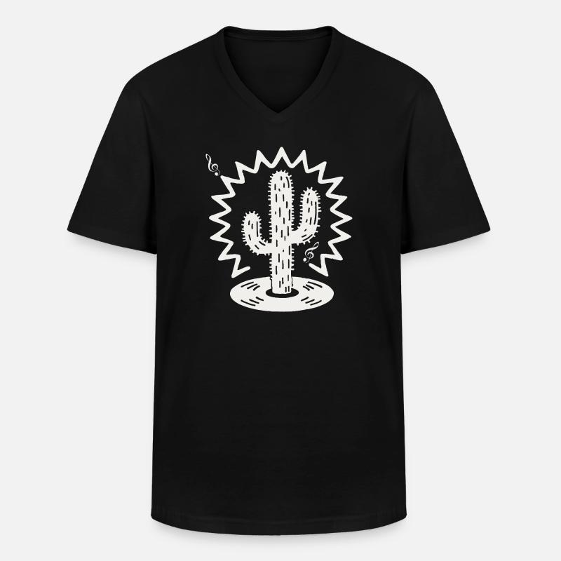 Cactus Serenade Silhouette - Männer-T-Shirt mit V-Ausschnitt - Schwarz