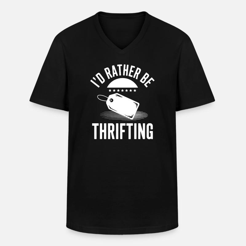 Ich würde lieber im Secondhand-Geschäft sein - Männer-T-Shirt mit V-Ausschnitt - Schwarz
