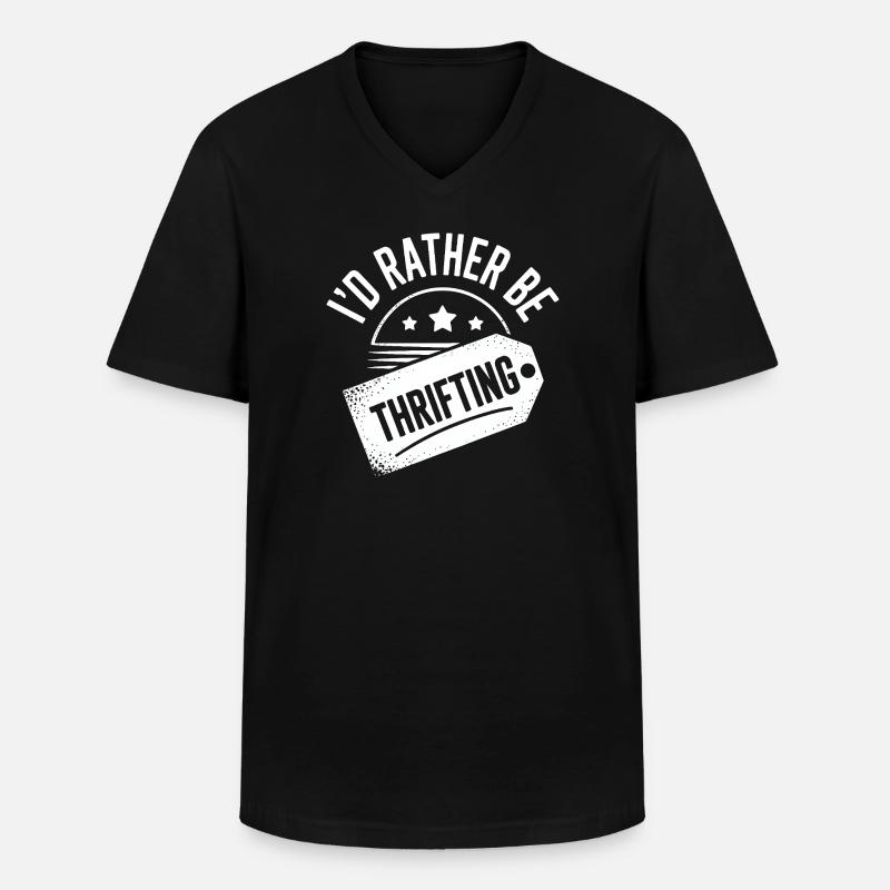 Ich würde lieber im Secondhand-Geschäft sein - Männer-T-Shirt mit V-Ausschnitt - Schwarz