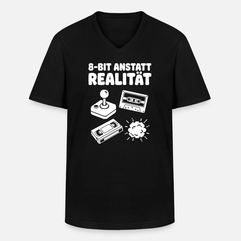 Arcade rétro de réalité 8-bits - T-shirt col V Homme - noir
