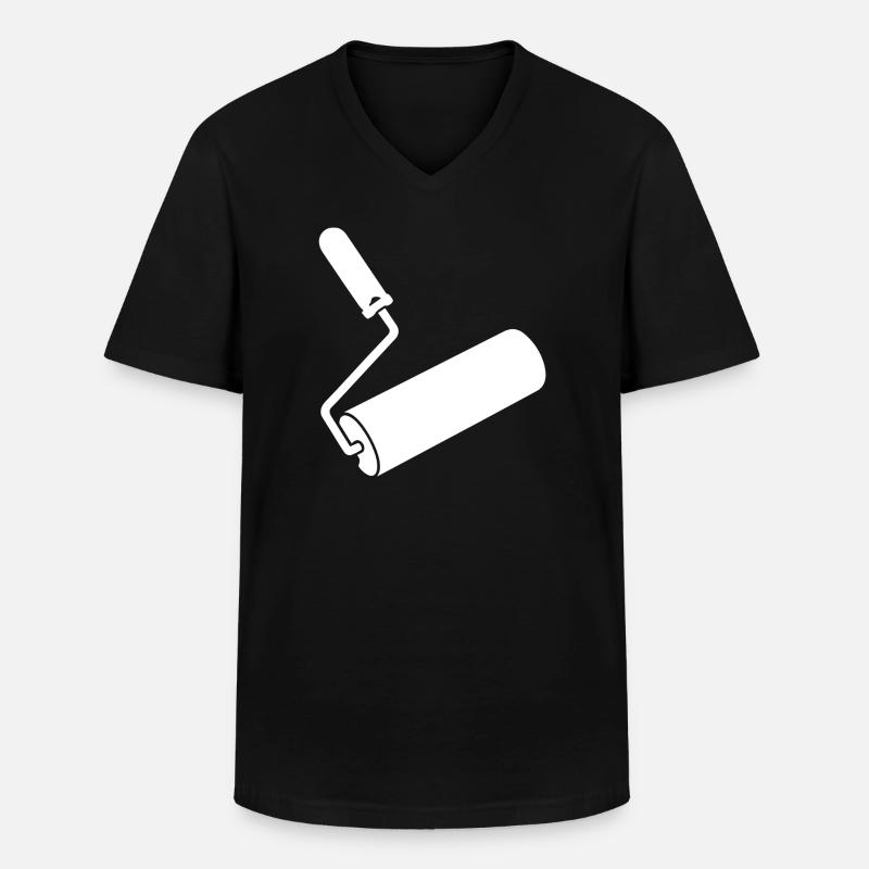 Farbrolle – Handwerker Logo Design - Männer-T-Shirt mit V-Ausschnitt - Schwarz