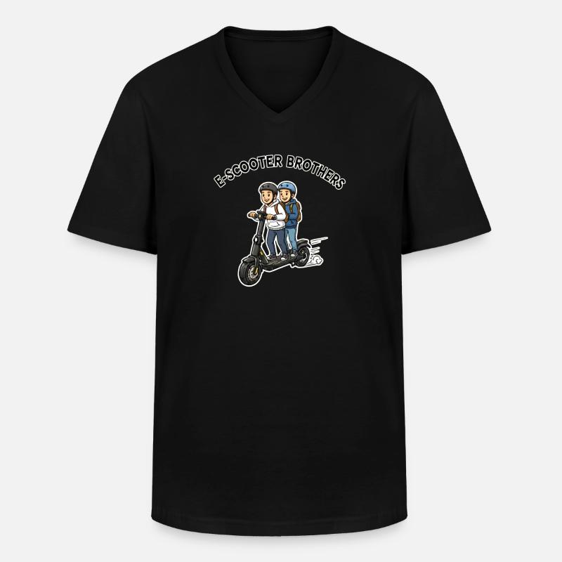 E-Scooter Brüder Duo - Männer-T-Shirt mit V-Ausschnitt - Schwarz