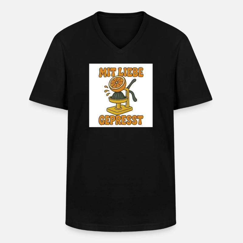 Mit_Liebe_gepr - Männer-T-Shirt mit V-Ausschnitt - Schwarz