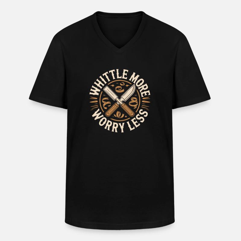 Schnitz mehr, sorge dich weniger - Männer-T-Shirt mit V-Ausschnitt - Schwarz