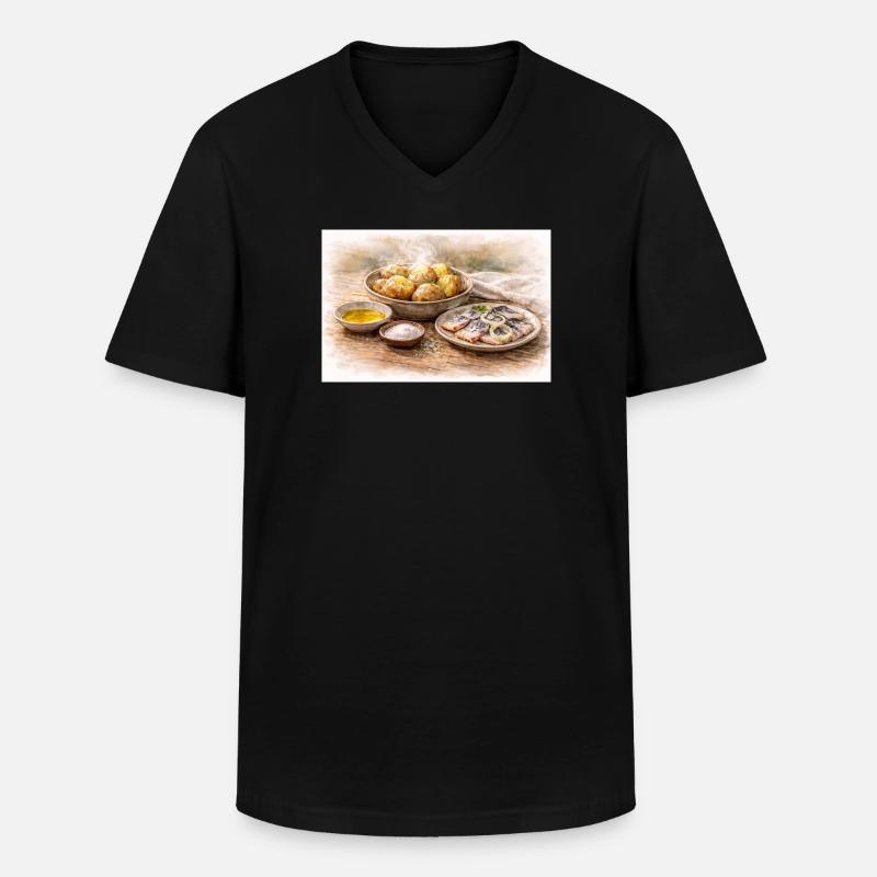Pellkartoffeln mit Hering ukrainisch - Männer-T-Shirt mit V-Ausschnitt - Schwarz