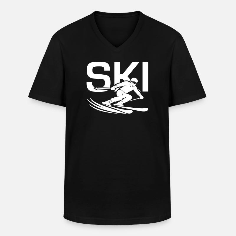 Ski Sport Silhouette - Männer-T-Shirt mit V-Ausschnitt - Schwarz