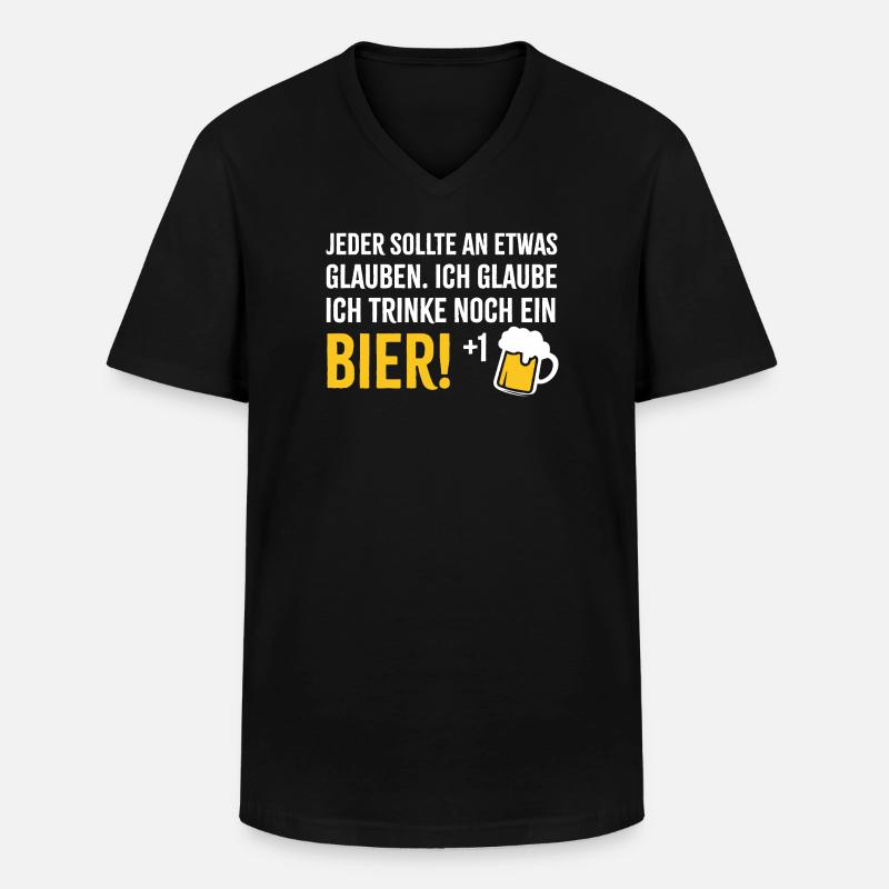 Ich glaube an Bier +1 - Männer-T-Shirt mit V-Ausschnitt - Schwarz
