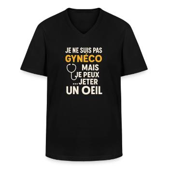 Pas Gynéco Jeter Un Oeil Humour Beauf - T-shirt col V Homme - noir - Devant - AI Model Male 178 dark (178cm)