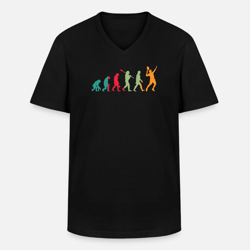 Tennis Evolution Retro - Männer-T-Shirt mit V-Ausschnitt - Schwarz