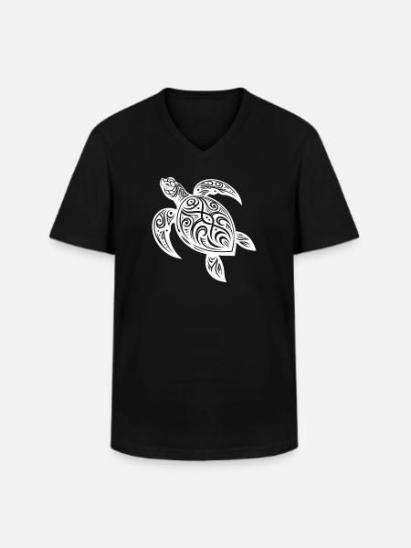 Tribal Turtle Mystical Nature and Geometry - Men's V-Neck T-Shirt - black