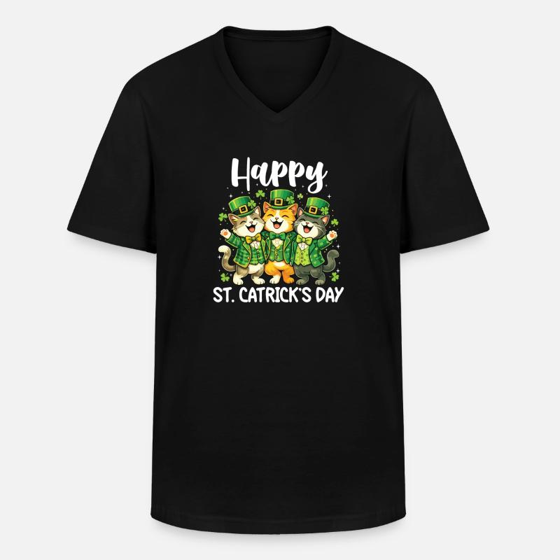 Joyeuse Saint-Patrick Irlandais - Saint-Patrick - T-shirt col V Homme - noir