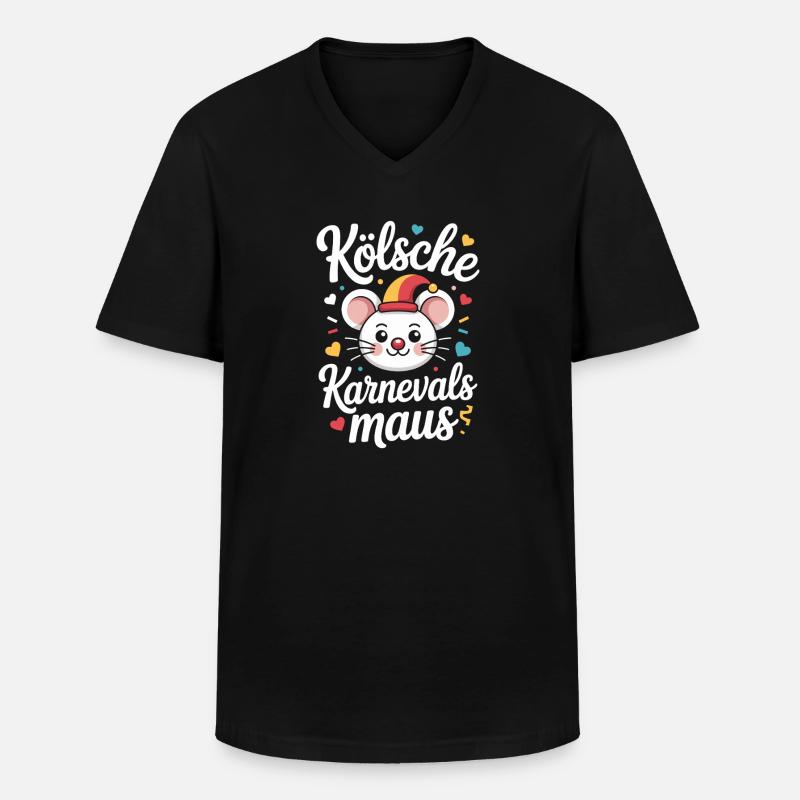 Kölsche Karnevalsmaus Karneval Köln Kölner Maus - Männer-T-Shirt mit V-Ausschnitt - Schwarz