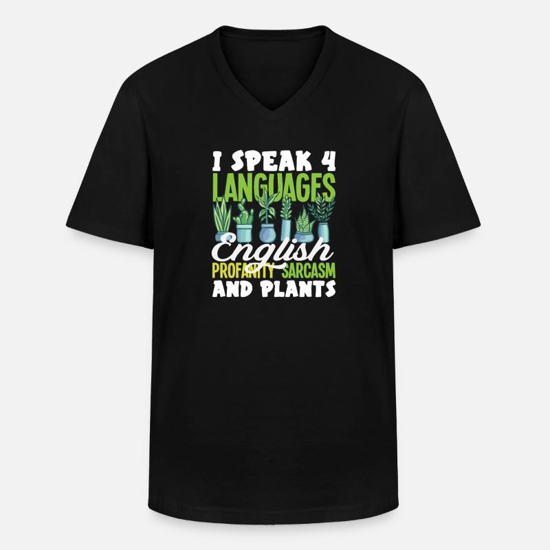 Sprich 4 Sprachen Englisch Sarkasmus - Männer-T-Shirt mit V-Ausschnitt - Schwarz